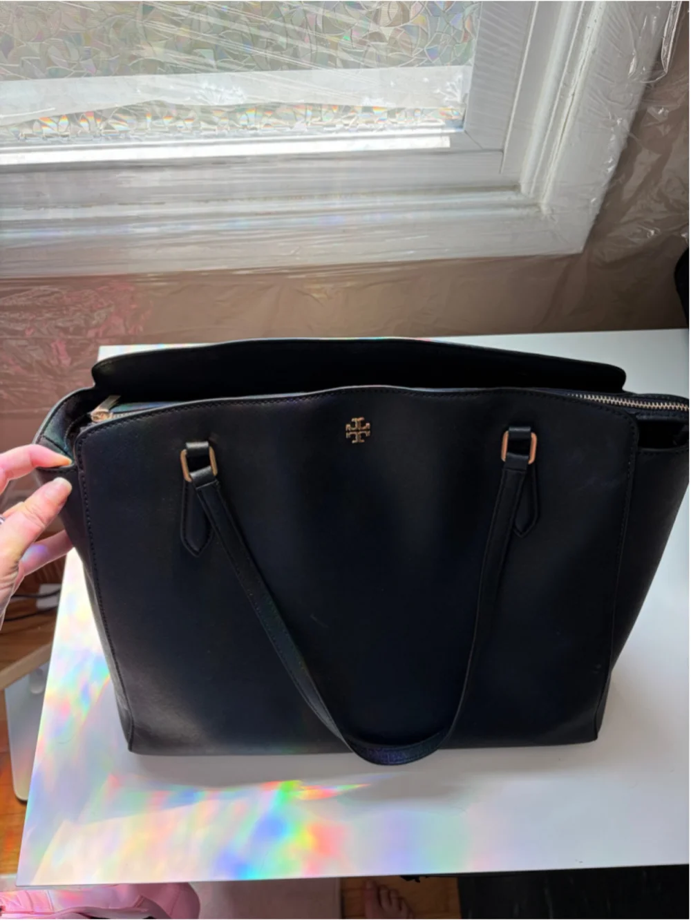 Tory Burch Black Gold work Tote Bag